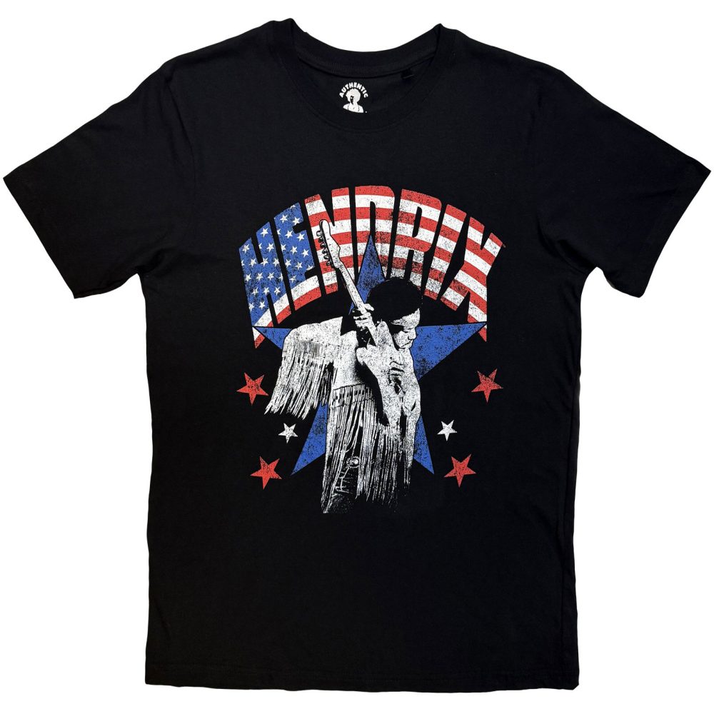 Jimi Hendrix - Flag Heren Tshirt - Zwart